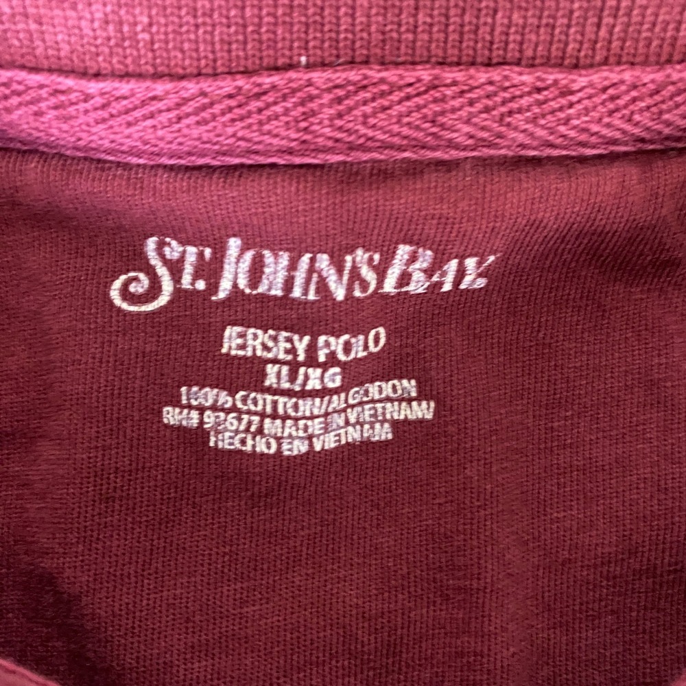 St. Johns Bay Polo Shirt Men's Size XL Maroon Burgundy Short Sleeve Cotton *Flaw - Picture 4 of 13